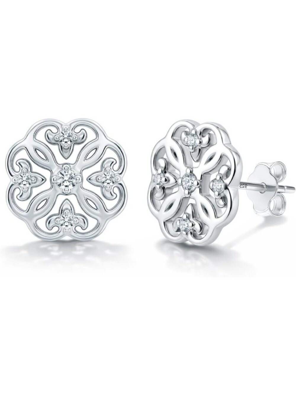 925 Sterling Silver CZ Stud Earrings for Women | Classic Jewelry Gift for Her